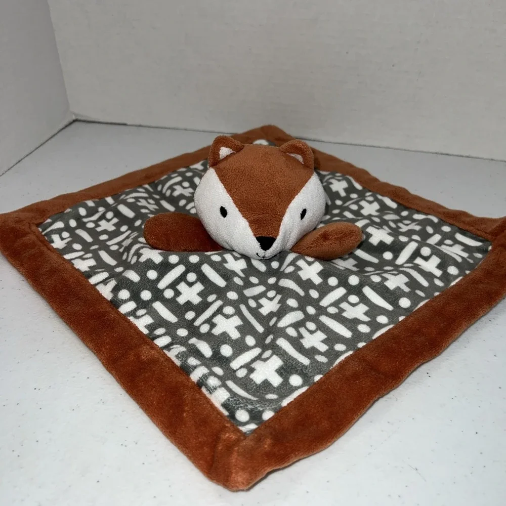 Levtex Baby Fox Lovey Security Blanket Plush Geometric Pattern Toy 11